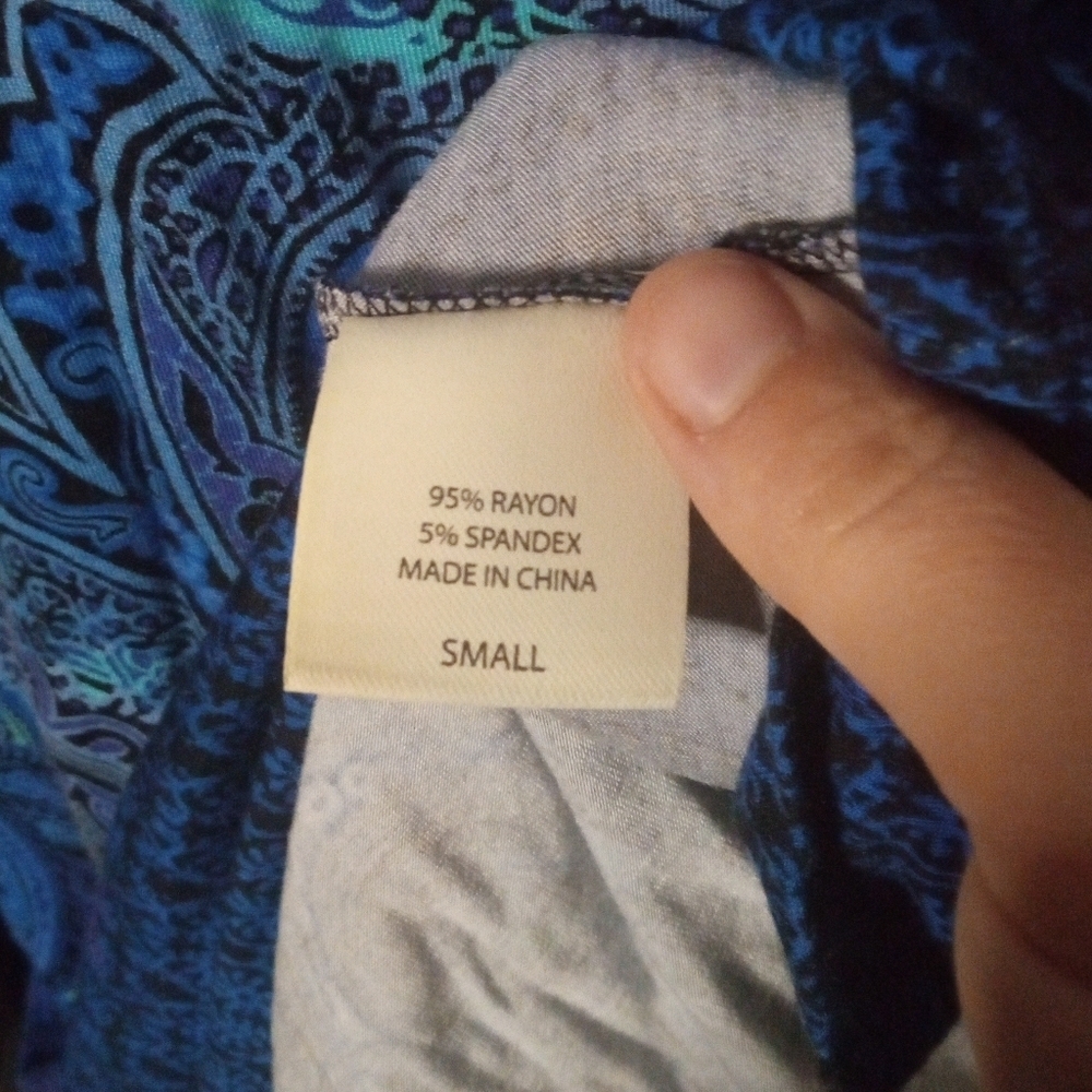 Soma Cool Nights Blue Teal Paisley Jersey Knit Sleeveless Night Gown Size Small - Picture 8 of 8